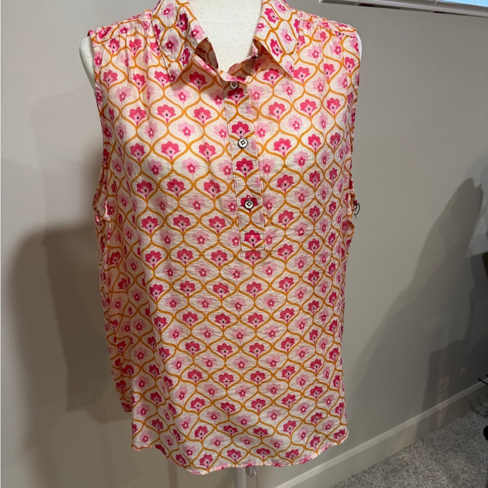 Cabi Bungalow Top Sleeveless Blouse  #6385 Pink Floral